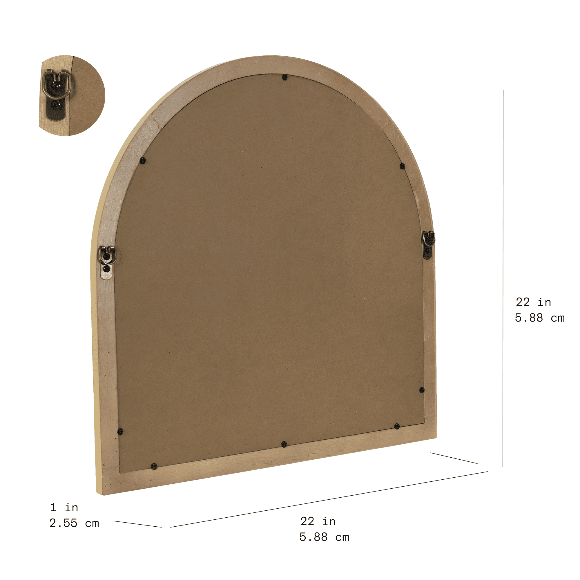 Beautiful Burlwood Arched Boho Vanity Decorative Mirror by Drew Barrymore, 22" Burlwood Bathroom Vanity Mirror for Wall, Bedroom and Entryway
