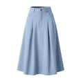thumbnail image 6 of WQNVRNR Womens Max Skirt- Elastic Waist Casual Pleated Zip Button Summer A-Line Long Skirts Light Blue Size 2XL, 6 of 7