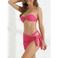 thumbnail image 2 of DARING DIVA Women's O Ring Bandeau Ribbed Bikini Set Medium Roes Red, 2 of 6