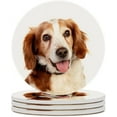 thumbnail image 2 of 4 pcs SKYSONIC Round Drink Coasters Beautiful Portraits of Dog on White Absorbent Ceramic Coaster with Cork Base for Coffee Cups for Home Decor, 2 of 6