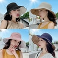 thumbnail image 4 of SikaFu Solid Color Double -Sided Sun Hat Female Summer New Sunscreen Hat Pure Cotton Large Eaves Simple Wild Classic Fisherman Hat Tide, 4 of 9