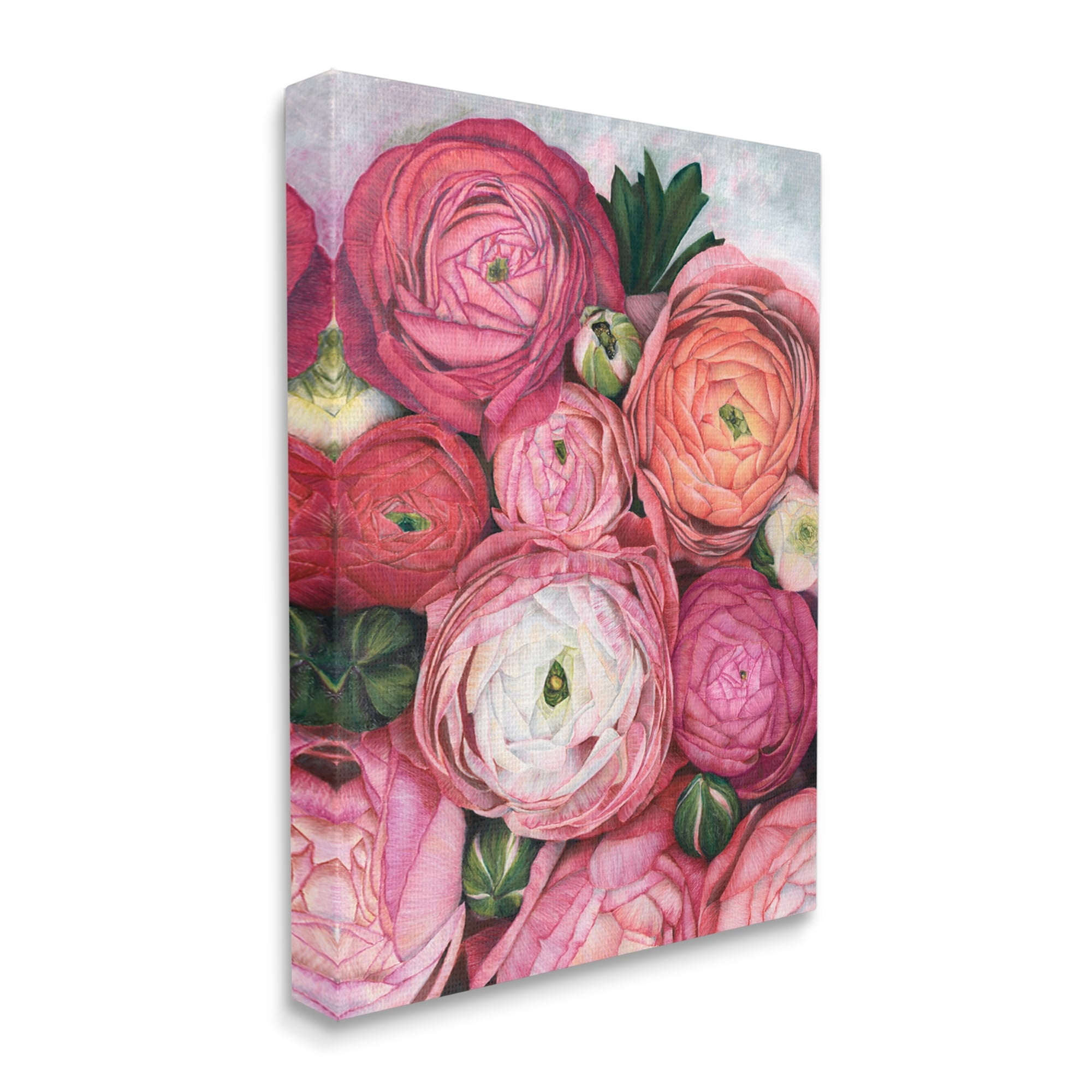 Stupell Romantic Red Peonies Budding Botanical & Floral Painting Gallery Wrapped Canvas Print Wall Art