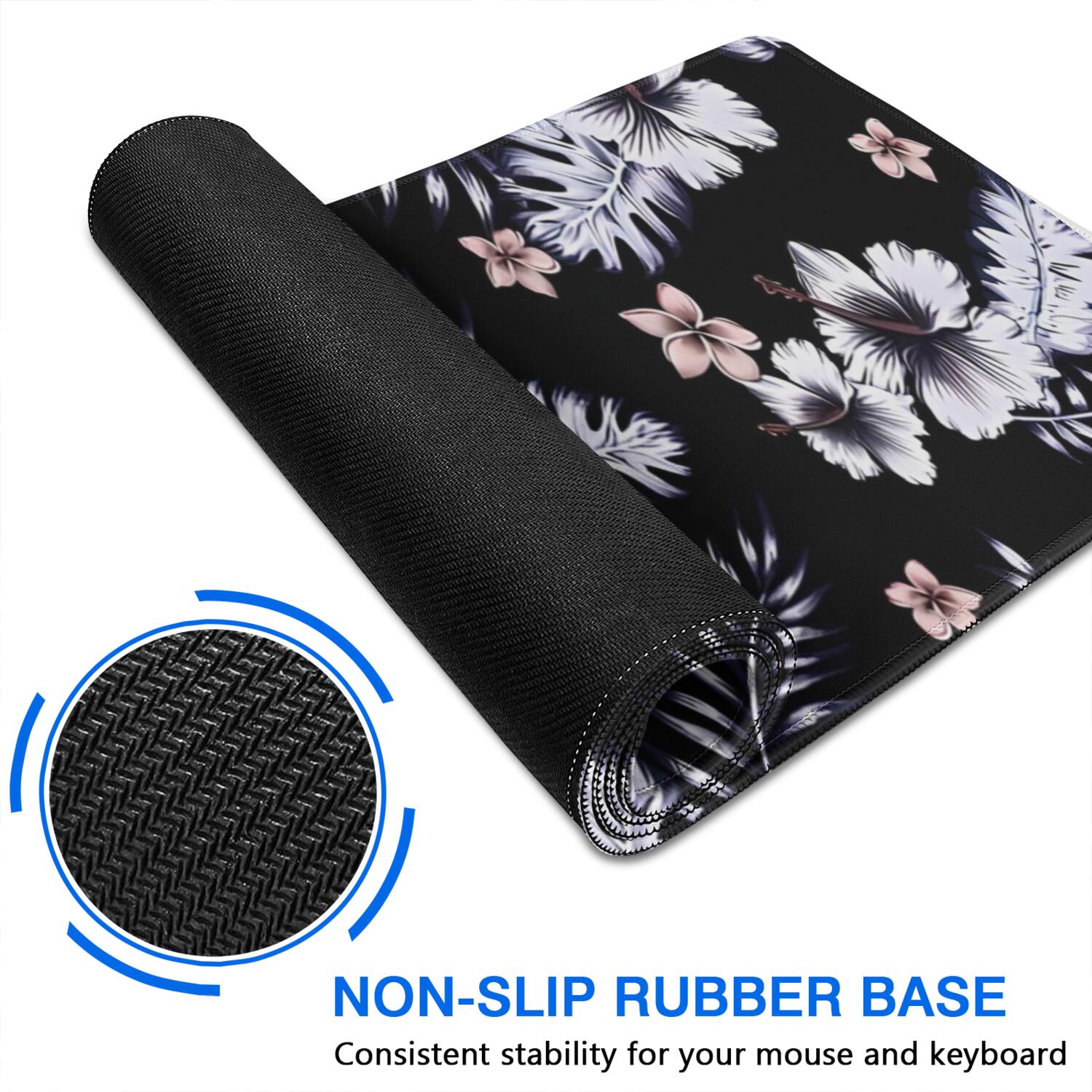 Long Mouse Pads for Desk,Pioneer Flower Floral Print Pattern Desk Mats on Top Of Desks, Desk Mouse Pad Extra Large with 3mm Non-Slip Base and Stitched Edge for Gaming,Office,Work,Home 31.5"x11.8"