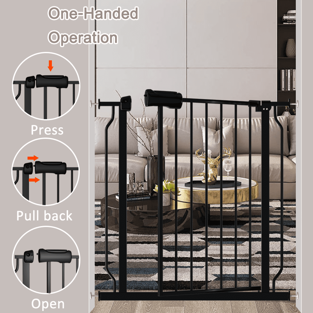 FURDEAR 24-29" Narrow Baby Safety Gate with Wall Protectors Black Metal Gate