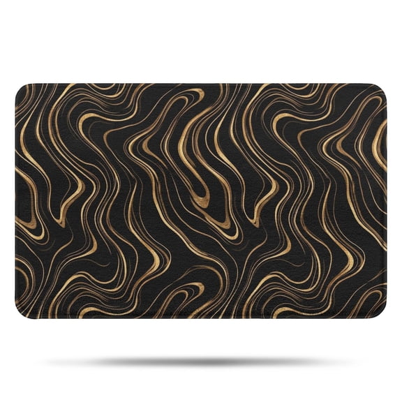 Black Gold Marble Pattern Bathroom Rugs Mat,Non Slip Microfiber Bathroom Rug,Rubber Backing,Soft Bathroom Mats for Bathroom Floor,Tub and Shower,17x27in(43x68cm)