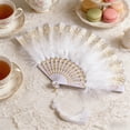 thumbnail image 4 of MMJ Folding Fan Vintage Puffy Handheld 16.54x9.06in for Wedding Dance Performance Party Picnic Indoor Outdoor Decor Gift, 4 of 6