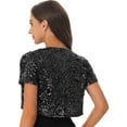 thumbnail image 3 of Alvivi Women Shiny Sequin Cropped Jacket Coat Glitter Waistcoat Cardigan Outwear, 3 of 7