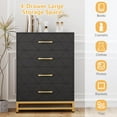 thumbnail image 4 of NEILA Black Elegant 4-Drawer Wood Dresser – Stylish Storage Chest with Wide Drawers and Gold Handles for Bedroom, Living Room, and Hallway, 4 of 8
