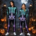 thumbnail image 2 of PLHWHYQ Men Women Matching 3D Skeleton Printed Onesie, Air Layer Zipper Full Body Halloween Jumpsuit Black XXXXL, 2 of 6