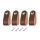 thumbnail image 1 of Uxcell 4 Packs Tiradores de Cajón de Cuero con Tornillos para Cajones, Marrón/Plata, 1 of 5