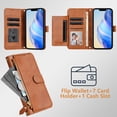 thumbnail image 5 of For Samsung Galaxy A26 5G Wallet Case: with RFID Blocking Card Holder (4 Cards) | Soft PU Leather Magnetic Closure Zipper Slot | Crossbody Strap & Wrist Lanyard Protective Phone Cover,Brown, 5 of 12