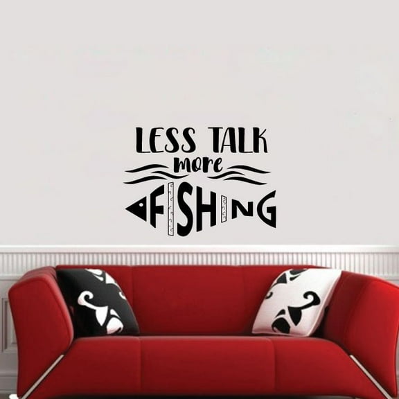 Less Talk More Fishing Quote Fish Fisher Fishers Fisherman Quotes Vinyl Design Wall Sticker Wall Art Wall Decal Boy Girl Kid Room Pool Area Bedroom Home Decor Stickers Decoration Size (20x30 inch)