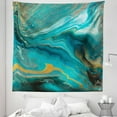 thumbnail image 1 of Marble Tapestry, Gemstone Style Abstract Modern Waving Natural Stone Inspired Shaping Print, Fabric Wall Hanging Decor for Bedroom Living Room Dorm, 5 Sizes, Dark Yellow and Teal, by Ambesonne, 1 of 1