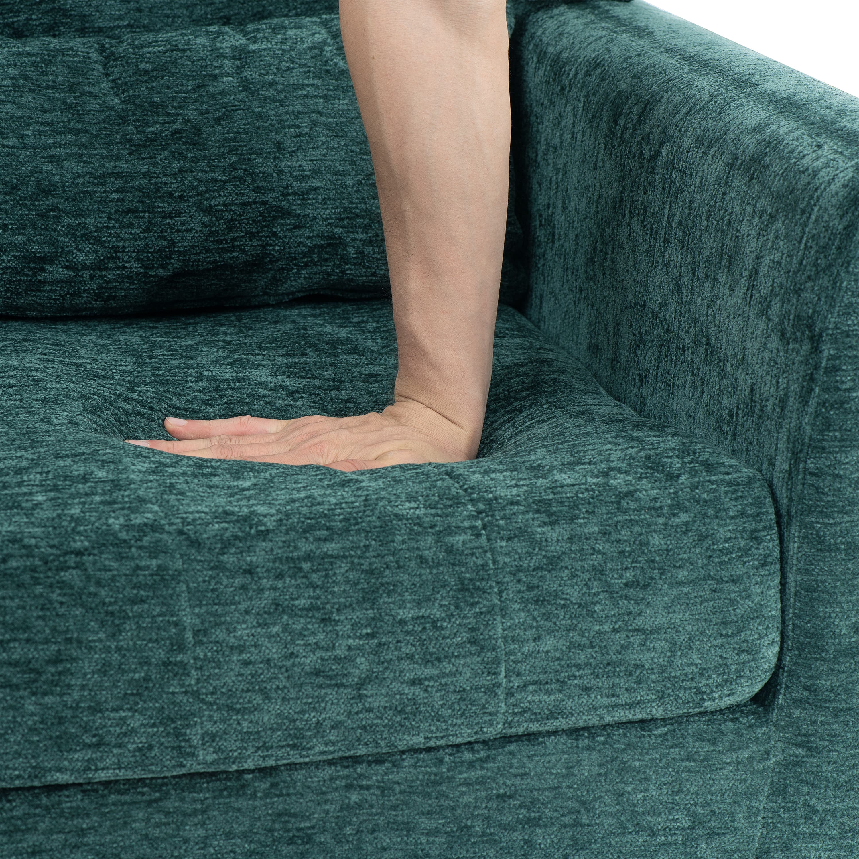 Aukfa Modern Accent Chairs,Chenille Arm Chairs for Living Room w/ Pillow for Bedroom,Blackish Green