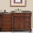 thumbnail image 5 of Silkroad Exclusive  Wood/ Natural Stone Single 56-inch Bathroom Vanity White Ceramic Sink Bowl Baltic Brown Top w/ Left Sink Distressed, Painted, 5 of 5