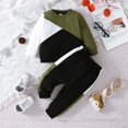 thumbnail image 2 of Diufon Toddler Baby Boys Clothes Set Long Sleeve Crewneck Sweatshirt and Color Block Pants 2 Piece Outfit, 2 of 3