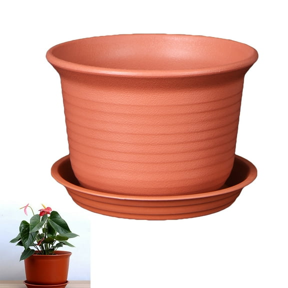 Masteelf Chocolate Resin Plant Pots with Drainage Holes for Planting Perfect for Indoor Use and Gifts 6 Inch