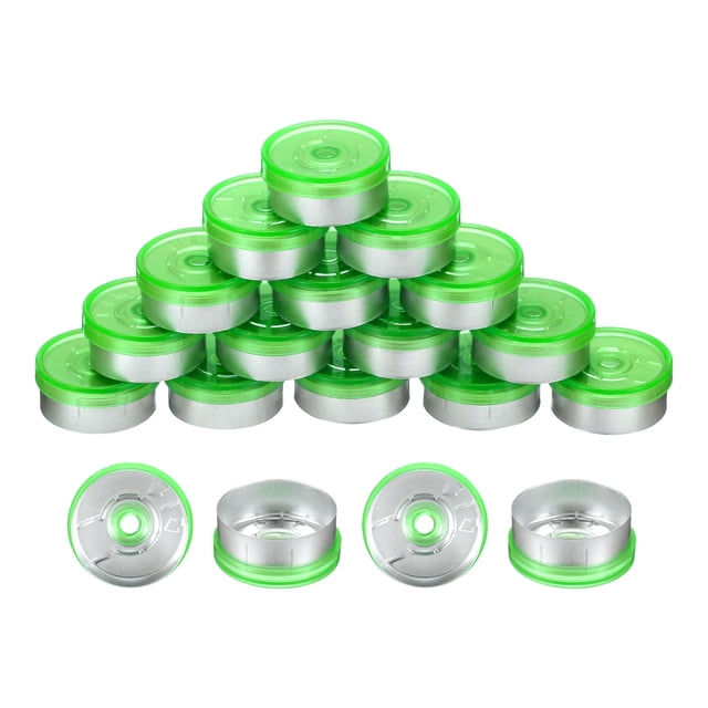 Tapa de Flip Off Uxcell de 20 mm 100 PCS Sellos sin rebabas para frascos de vidrio de botellas liofilizadas, Verde/Plata