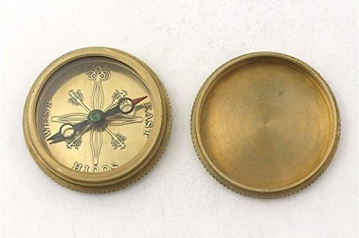 Maritime treasures Antique Nautical Engraved Brass Golden Compass with Leather Case Directional Navigational Pocket Compass Tool for Hiking Trekking Travelling & Camping by DOLLOND LONDONE1920