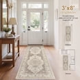 thumbnail image 6 of UERMEI 3'x8' Washable Runner Rugs for Entryway Kitchen Hallway Bedroom Bathroom Home Decor Carpets, Non-slip Indoor Rug, Vintage Floral Boho Printed Carpet, Brown, 6 of 8