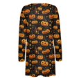 thumbnail image 5 of WTOBBY Women's Halloween Printed Cardigan Jacket Mid Length Open Front Long Sleeve Casual Cover Up with Pockets Novelty Fall Sweater Lightweight Cozy Outerwear,Navy 2XL, 5 of 7