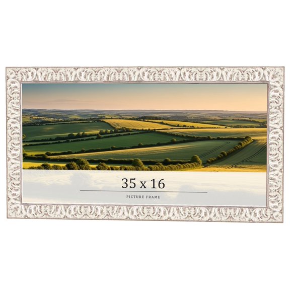 35x16 Frame White Real Wood Picture Frame Width 1.5 inches | Interior Frame Depth 0.5 inches |