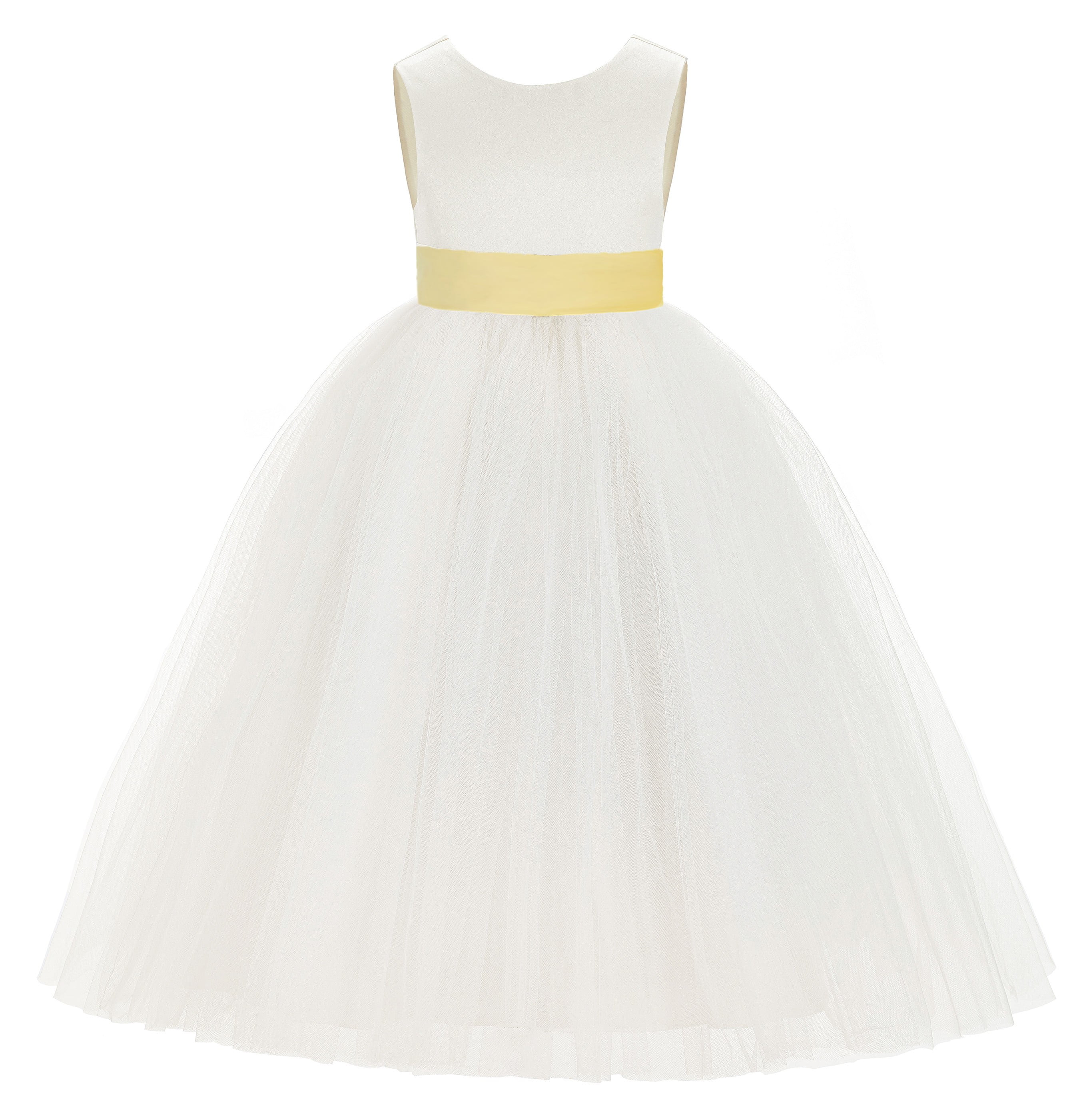 Ivory VBack Satin Flower Girl Dresses for Wedding Toddlers 219T