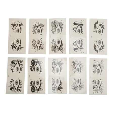 Unique Bargains 10 Pcs Simple Fake Tattoos Halloween Temporary Tatto for Adult Black