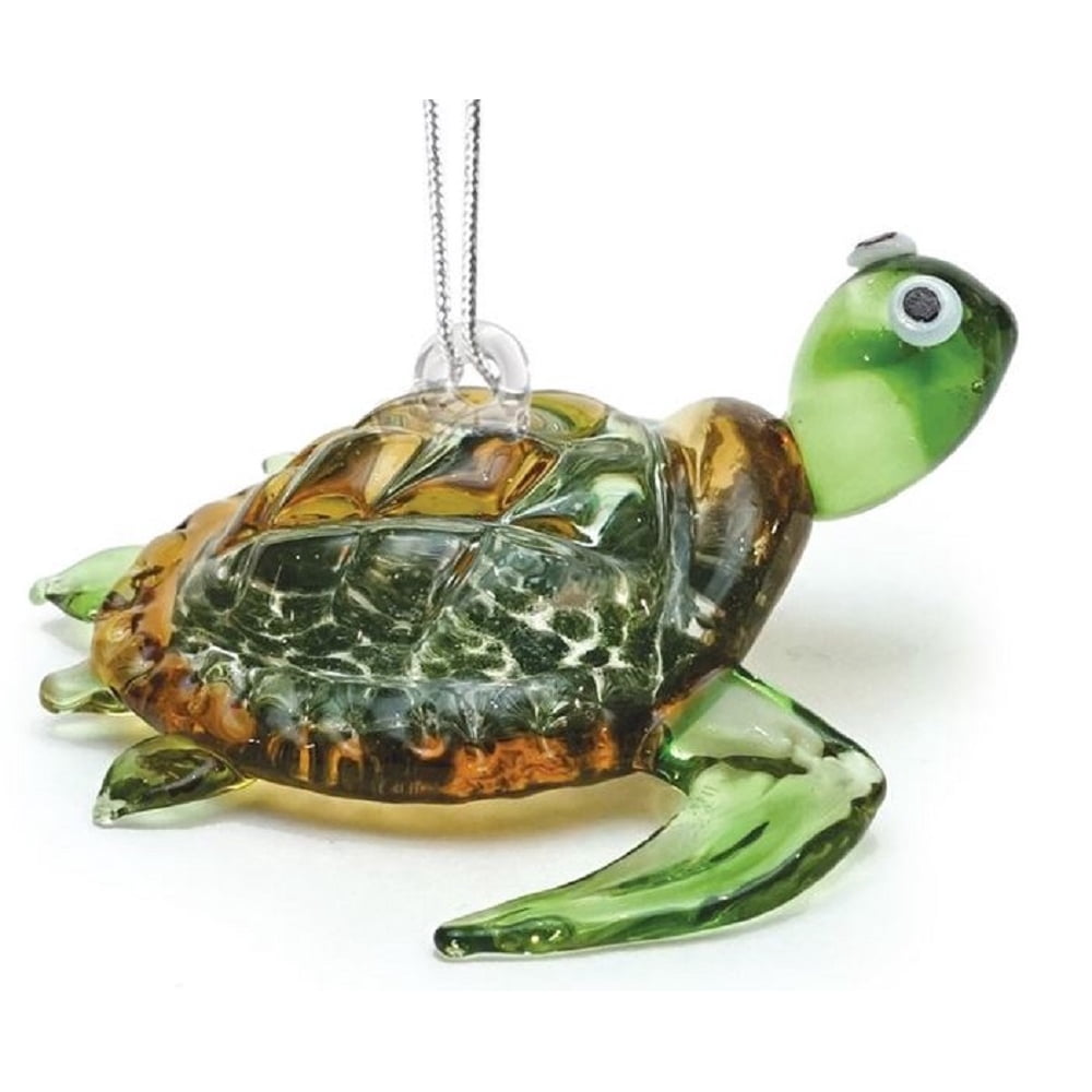 Glassdelights Green Baby Sea Turtle Glass Christmas Ornament Sea Life Animal New