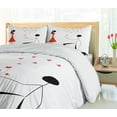 thumbnail image 5 of Ambesonne Minimalist Duvet Cover Set, Couple with Hearts, 2-Calking, Black White and Red, 5 of 7
