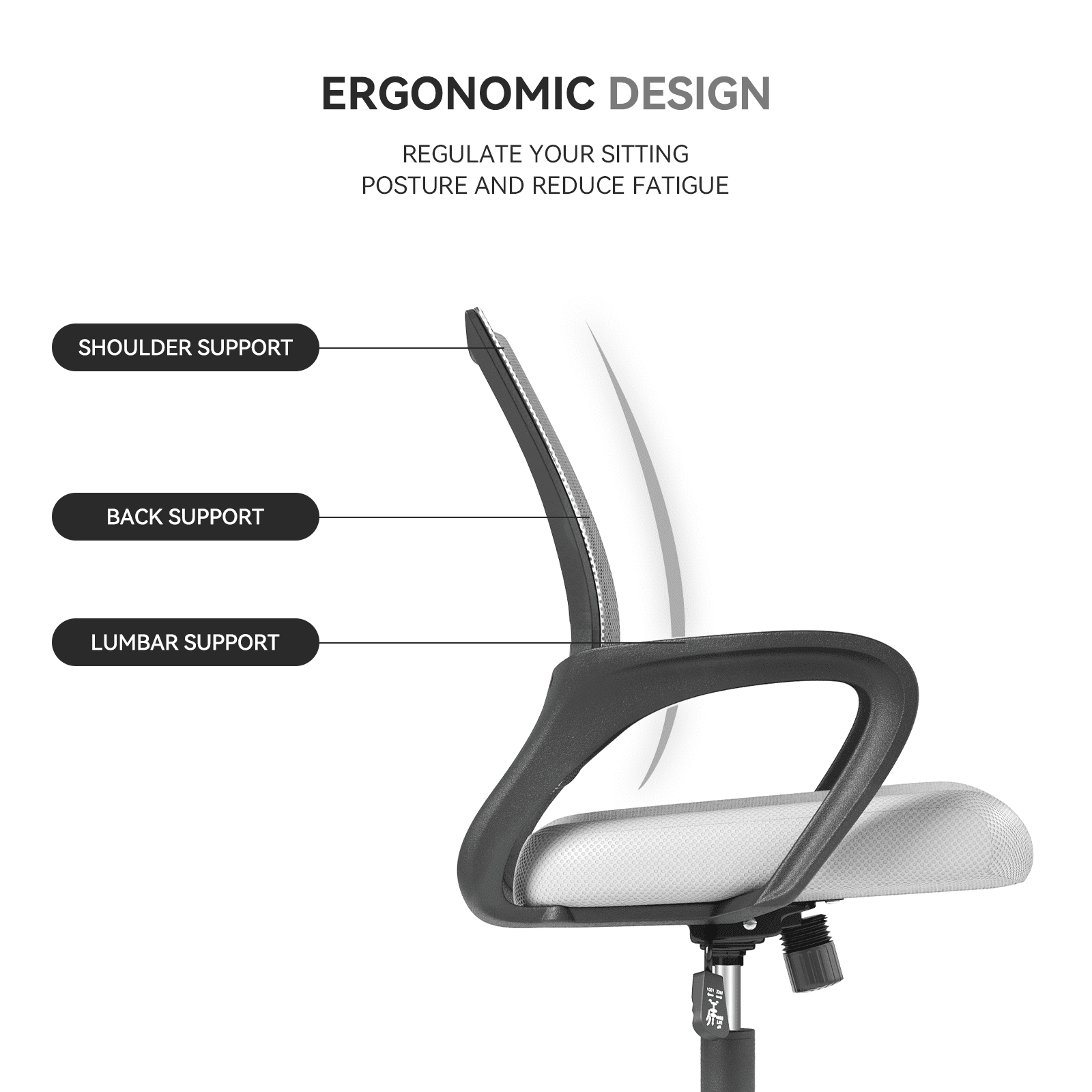 OSM 2-Pack Ergonomic Mesh Office Chairs, Mid-Back Desk Chair with Lumbar Support, Swivel Computer Task Chair for Home Office, Gaming & Study, 300 lbs Capacity, White