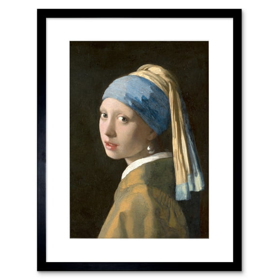 Johannes Vermeer Girl with a Pearl Earring Reproduction Painting Artwork Framed Wall Art Print 9X7 Inch