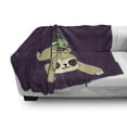 thumbnail image 3 of Sloth Soft Flannel Fleece Throw Blanket, Funny Cartoon Scenery Animal Turtle Snail on Top of Each Other Slow down Phrase, Cozy Plush for Indoor and Outdoor Use, 70" x 90", Multicolor, by Ambesonne, 3 of 6