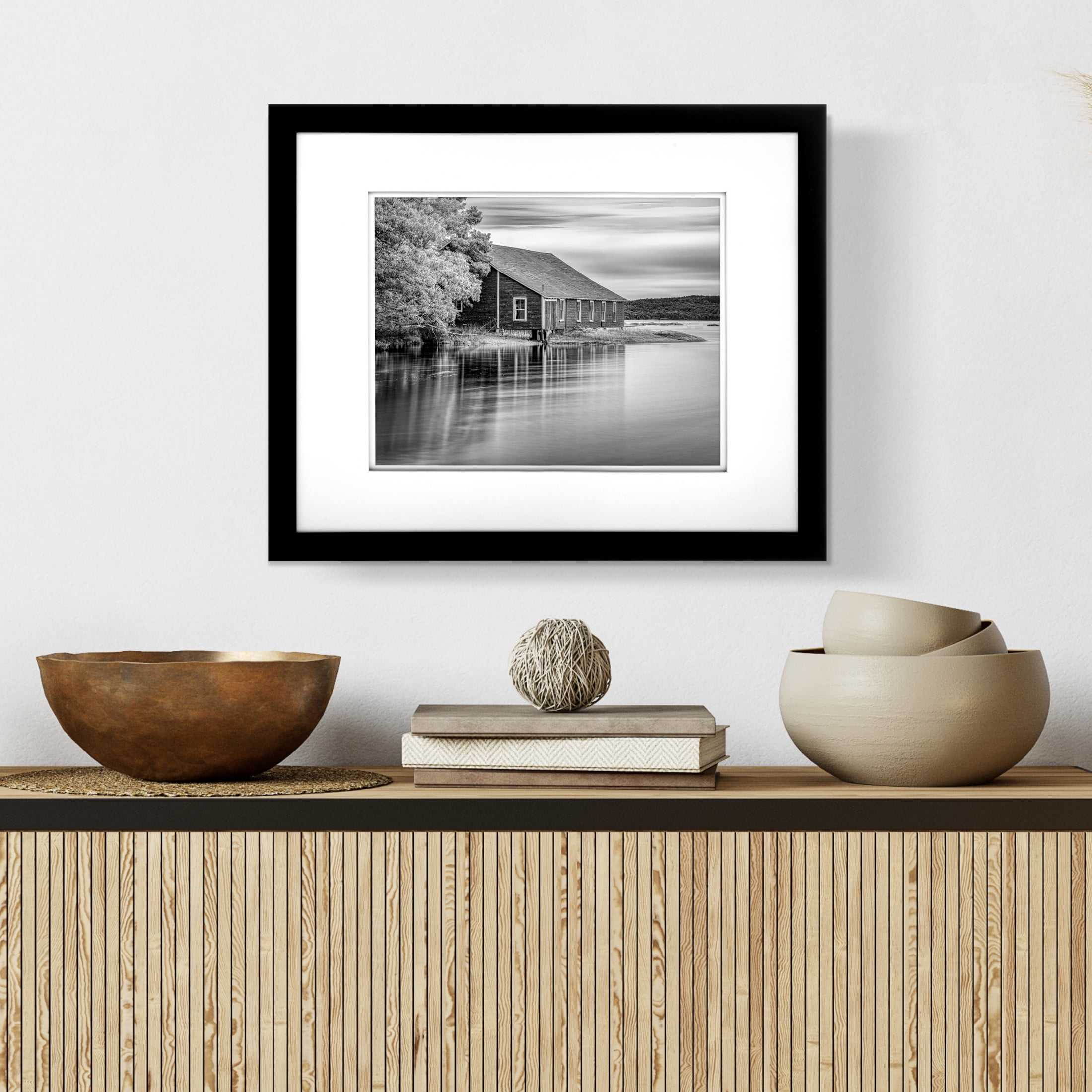 Gallery Solutions 16"x20" Black Wall Picture Frame - Matted for 11"x14" Photos - Solid Wood with Double White Mat - Versatile-Elegant for Home, Office Décor
