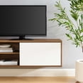 thumbnail image 5 of Media TV Stand Console Table, Wood, Brown Walnut White, Modern Contemporary Urban Design, Living Lounge Room Hotel Lobby Hospitality, 5 of 8