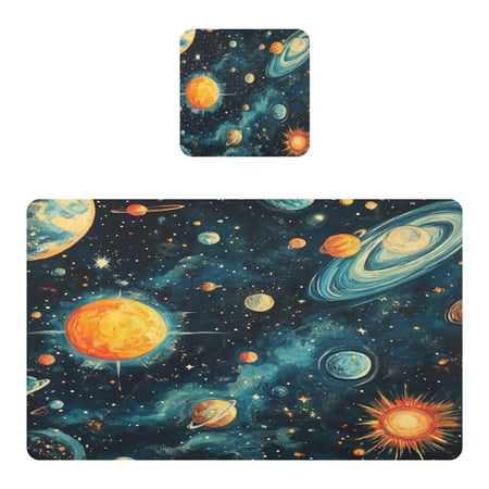 

Wobogo Cartoon Degas-style Cosmic Background Placemats Coasters Set of 1 Heat-resistant Non-slip Easy to Clean Square Dinner Plate Mat