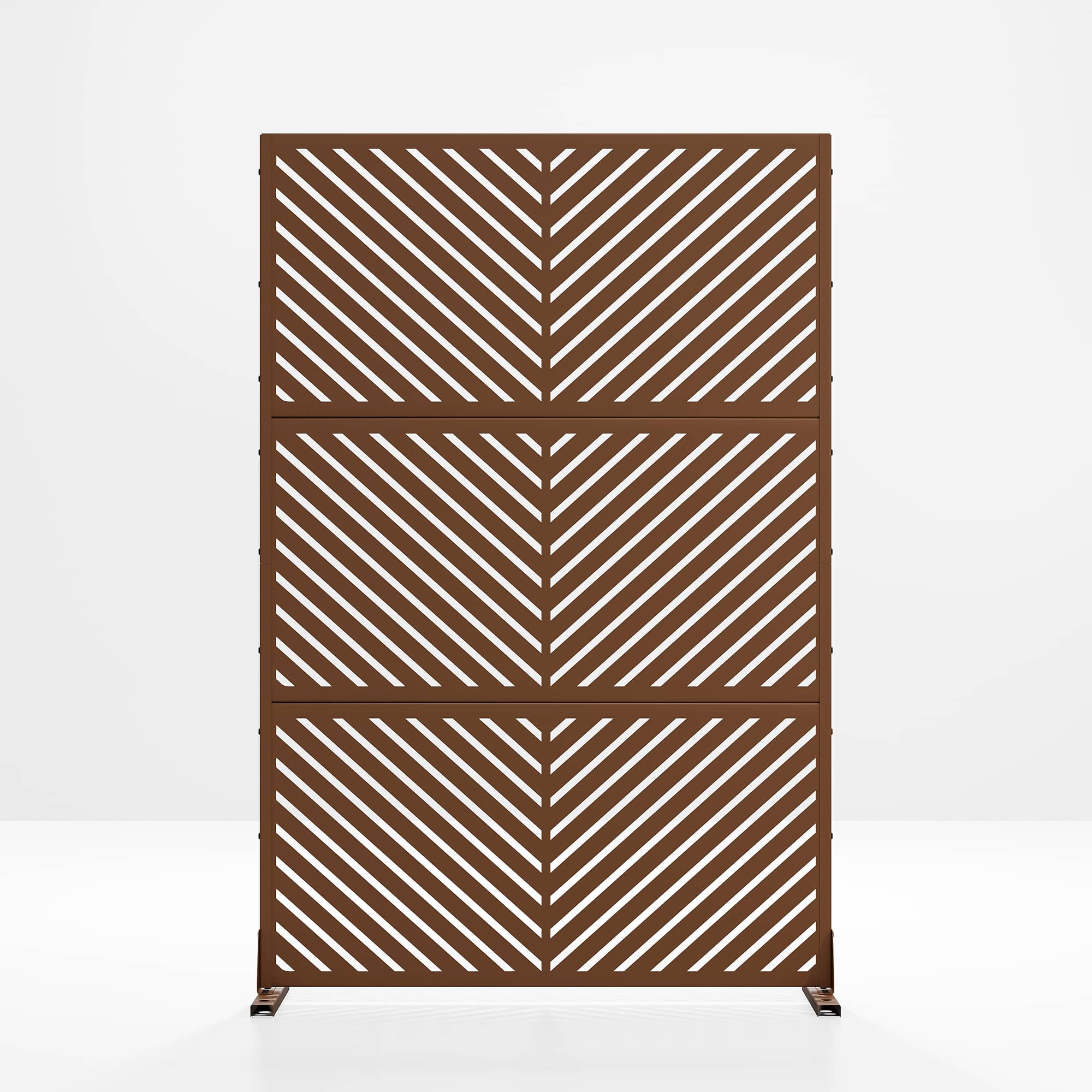 MAYEERTY 72"×47" Parallel Line Outdoor Privacy Weather Resistant Panel Screen,Rust