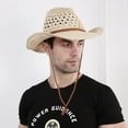 thumbnail image 5 of Straw Hat Women Men Cowboy Hat Beach Floppy Sun Hat Brim Summer Sun Hat Travel Cowgirl Hats, 5 of 6