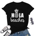 thumbnail image 2 of Camiseta Estampado De Letras Cuello Redondo Manga Corta Casual Suelto Cómodo Básico Verano Top Negro Blanco Fuente M, 2 of 4