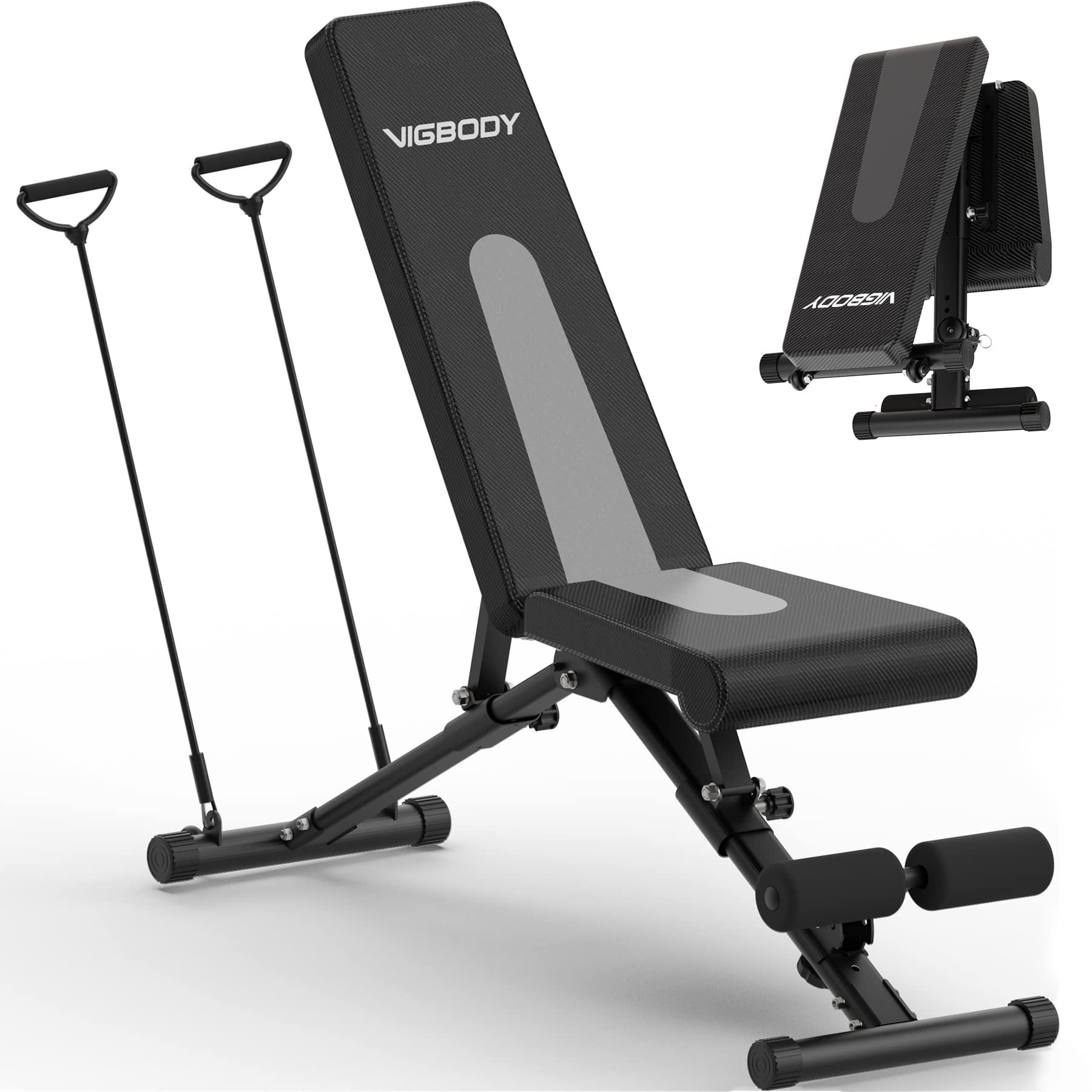 VIGBODY Foldable Weight Bench Adjustable Workout Bench for Home Gym