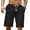 02-Black, variant on Men's Linen Casual Classic Fit Short Drawstring Summer Beach Shorts