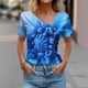 thumbnail image 2 of Top de Verano de las Mujeres, Cuello en V Moda Casual de Manga Corta Blusa, Primavera Y Verano Ligero Top, 2 of 9