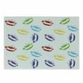 thumbnail image 1 of Colorful Cutting Board, Make up Cosmetics Theme Lipstick Colored Lips Kisses Seductive Feminine Art, Decorative Tempered Glass Cutting and Serving Board, Small Size, Multicolor, by Ambesonne, 1 of 1