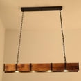 thumbnail image 6 of FETCOI 4 Lights Retro LED Ceiling Light Solid Wood Industrial Style Chandelier Rectangular Lighting Fixture, 6 of 7