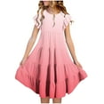 thumbnail image 3 of Jinhomg Girls Summer Boho Sundress Flowy Comfy Ruffle Sleeve Tiered Beach Dress Lightweight Casual Vacation Dresses with Pockets Cute Gifts for Kids Holiday Sales Watermelon Red 10 Years, 3 of 6