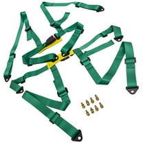 Pair Universal 4 Point 2" Safety Harness Green Racing Seat Belt Mounting