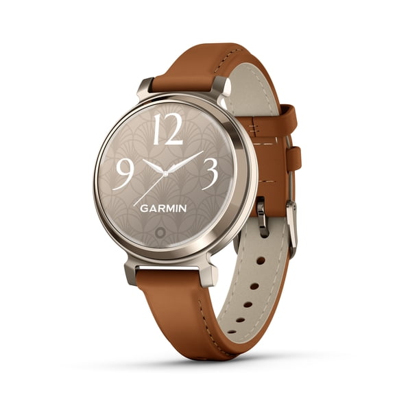 Garmin Lily® 2 Classic, Small and Stylish Smartwatch, Hidden Display, Patterned Lens, Up To 5 Days Battery Life, Tan/Cream Gold