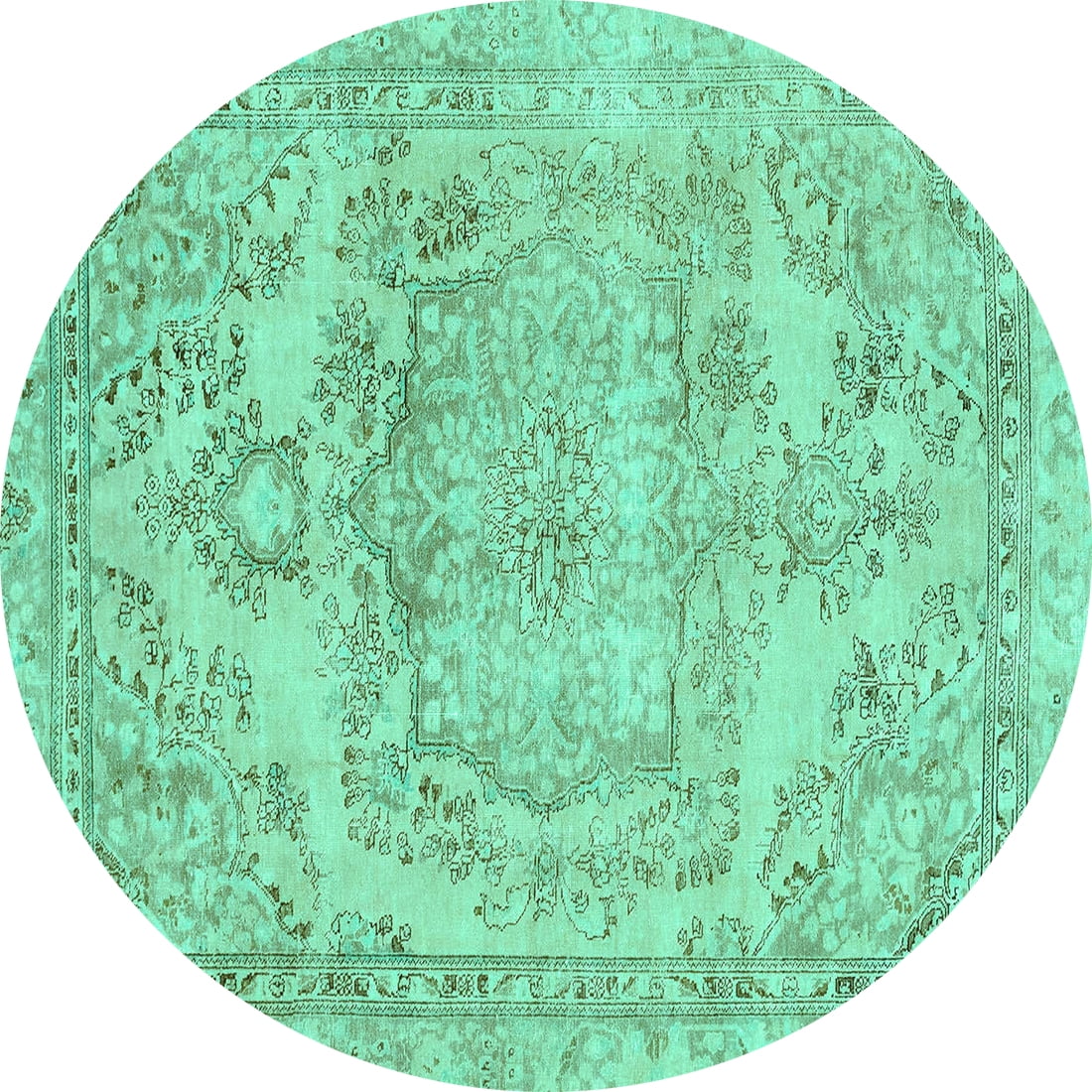 Ahgly Company Indoor Round Abstract Turquoise Blue Modern Area Rugs, 7 ...