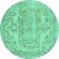 thumbnail image 1 of Ahgly Company Indoor Round Abstract Turquoise Blue Modern Area Rugs, 8' Round, 1 of 4