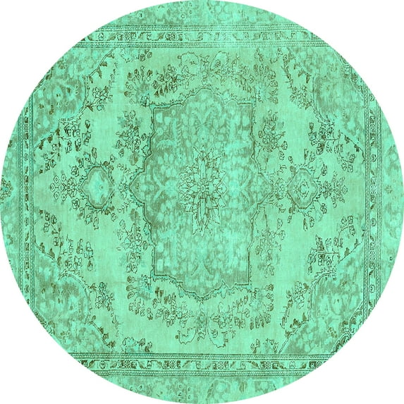 Ahgly Company Indoor Round Abstract Turquoise Blue Modern Area Rugs, 8' Round